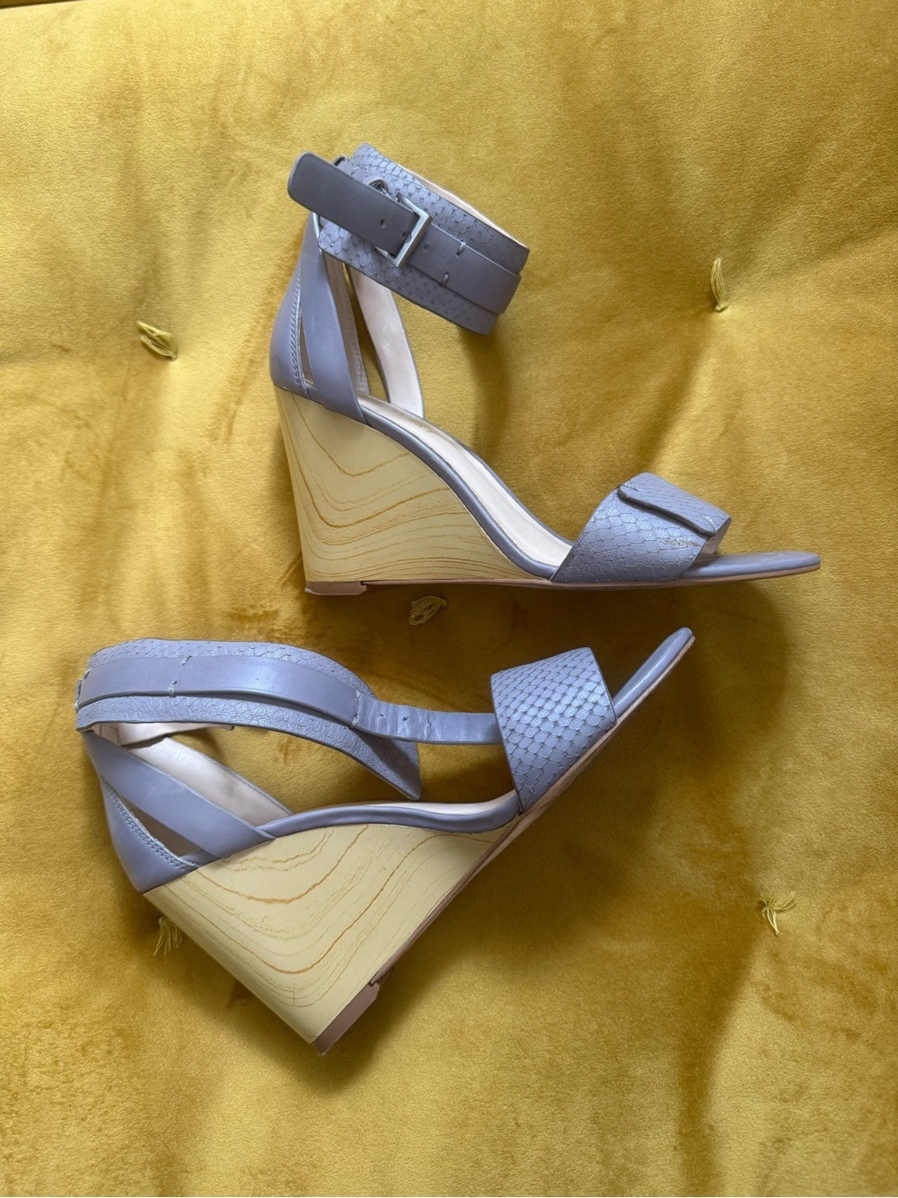Women's gray Wedge Sandals with Ankle Strap